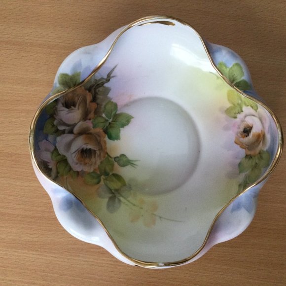 Vintage antique hand painted Nippon M mark bowl dish scalloped edge floral - Picture 4 of 5